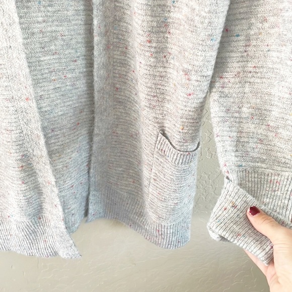 Retrology Soft Knit Gray rainbow Speckle Knit‎ Cozy Sweater Cardigan - Picture 4 of 9